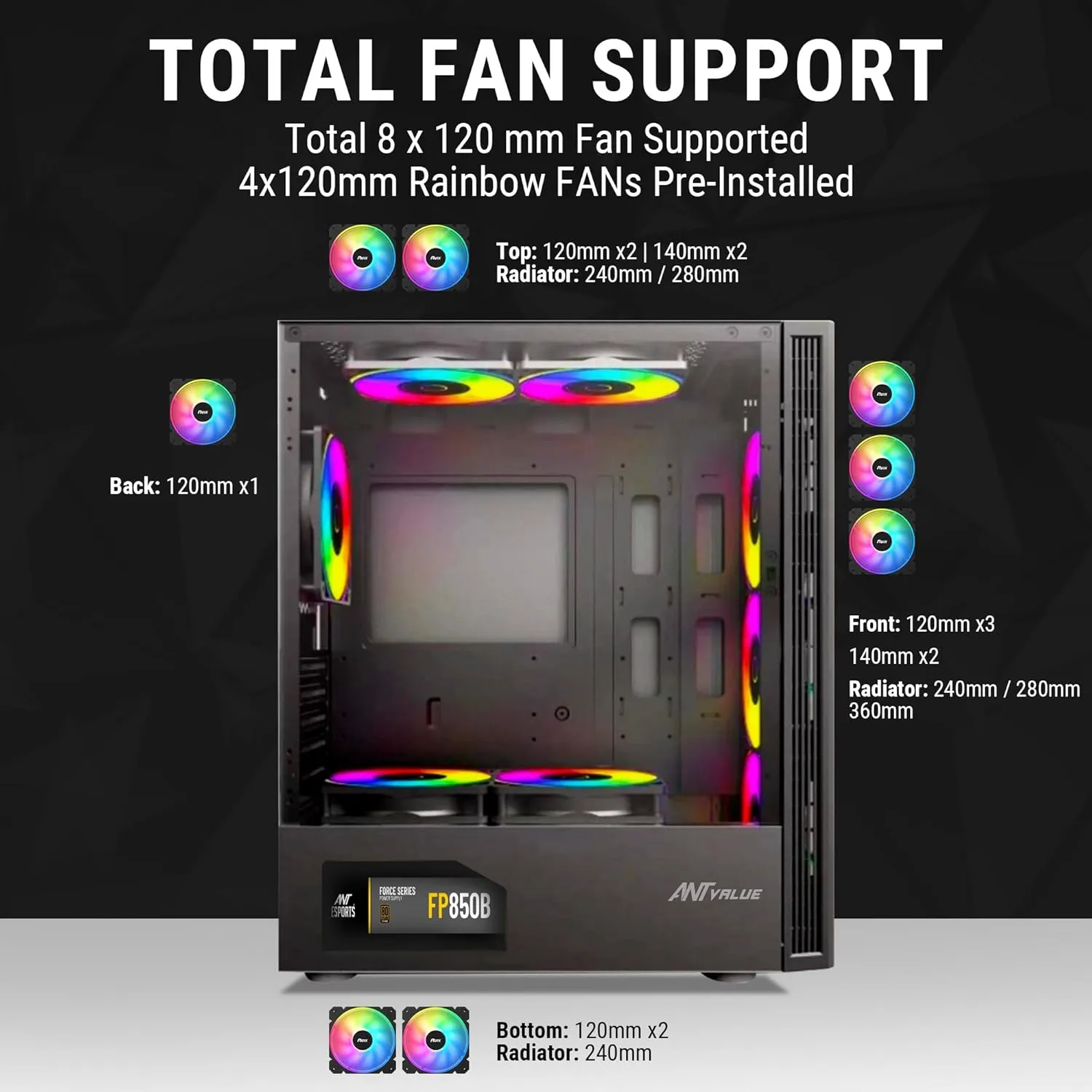 Ant Value Gaming Cabinet VM40 Black view 5